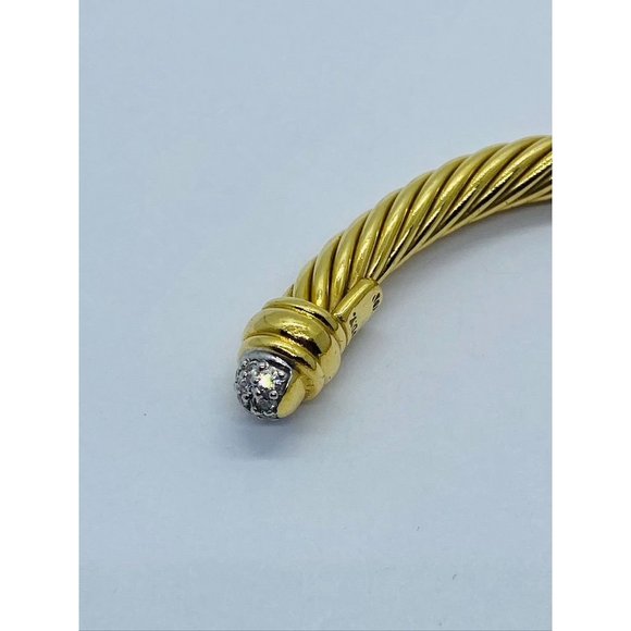SOLD!!! DAVID YURMAN 18K YELLOW GOLD AND DIAMOND CLASSIC CABLE BANGLE - Picture 11 of 11